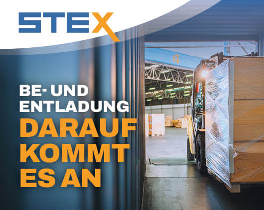 Be- und Entladung von palettierter Ware mit Stapler bei einem Transport